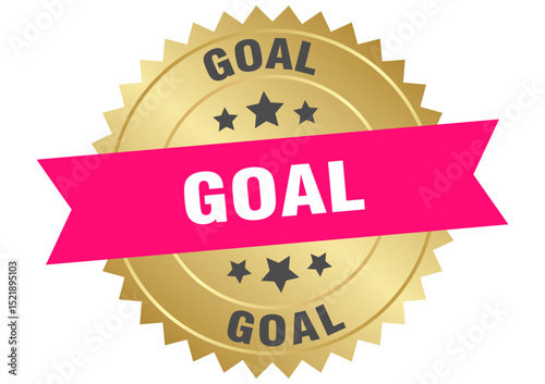 goal. goal round pink and gold label isolated on transparent background