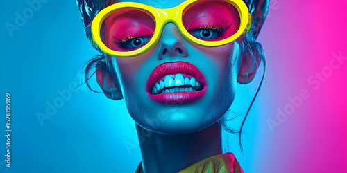 Neon Glow Portrait, ai generated.