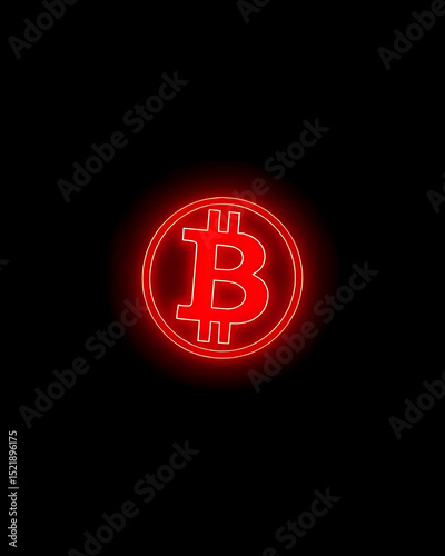 A Glowing Red Bitcoin Symbol on Black Background