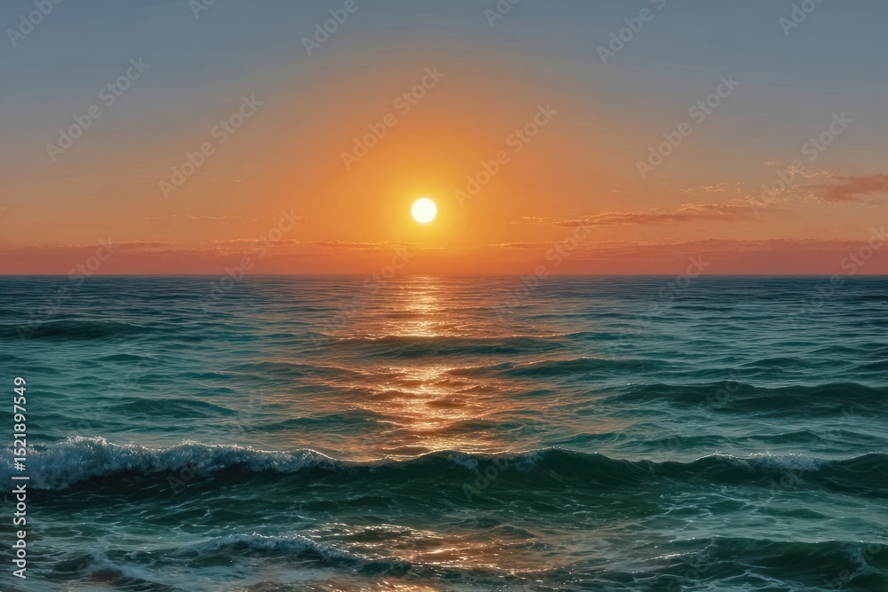 Obraz premium Ocean sunset scene isolated on white background