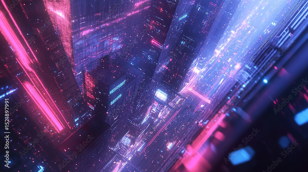 Fototapeta premium Futuristic business with artificial intelligence, blockchain, and augmented reality technology driving innovation, efficiency, and profitability through sleek minimalist design