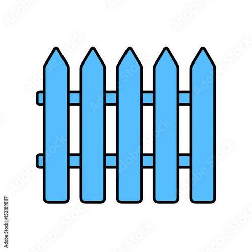 Blue picket fence illustration in flat design style  