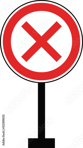 Red Cross Traffic Sign Icon – No Entry or Restricted Area Symbol