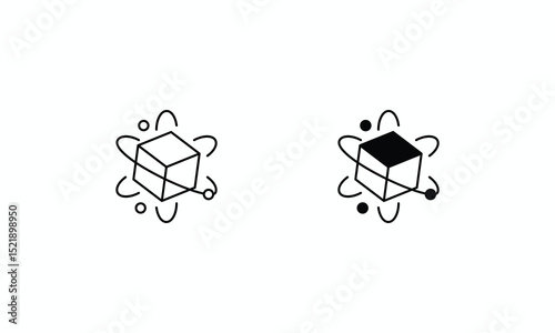 Simulation icons set Line and Glyph black vector icon stock illustration