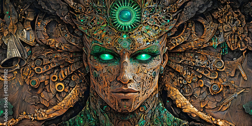 Intricate Decorative Face Wall Art, ai generated.