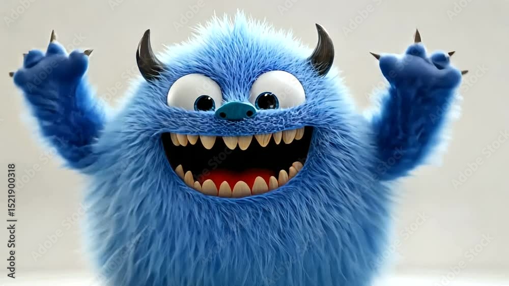 Happy Blue Cartoon Creature