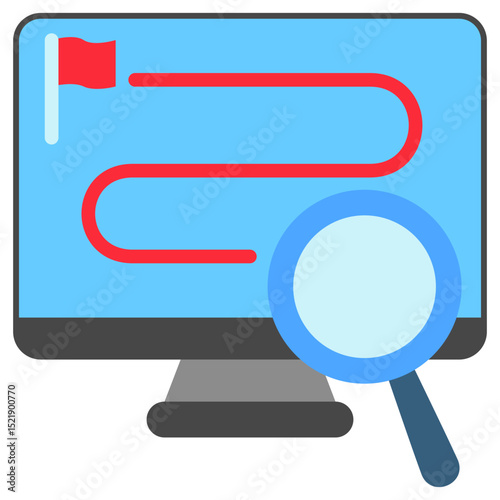 Goal Tracking mini illustration flat color icon, use for research and development, education, industry, UI, UX kit, app and web development, digital or print.