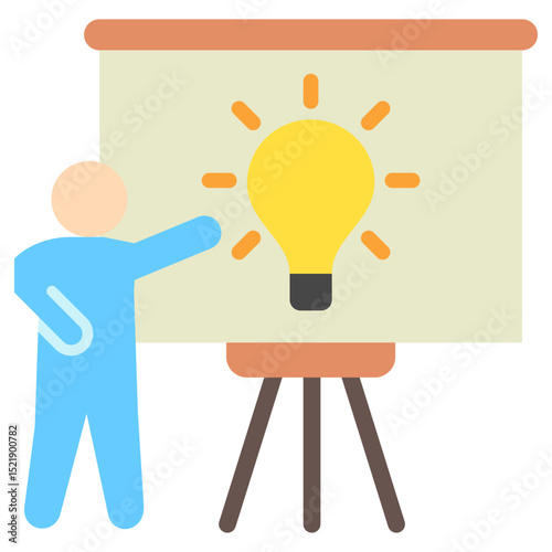 Idea Board mini illustration flat color icon, use for research and development, education, industry, UI, UX kit, app and web development, digital or print.