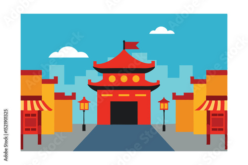 vector illustration of a building with a roof