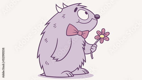 Gentle Lavender Monster Offering Flower