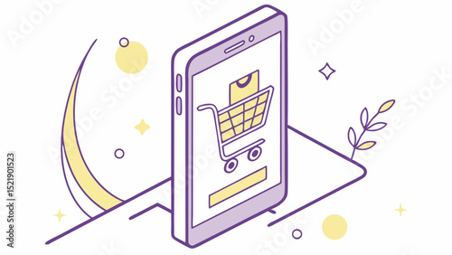 Nighttime Online Shopping App Displayed on a Smartphone