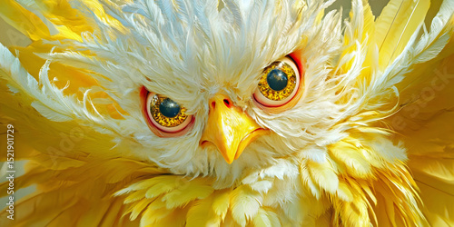 Surreal Bird-Human Hybrid in Yellow Suit, ai generated.