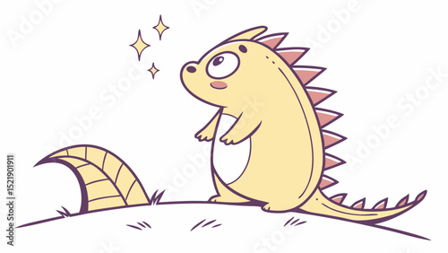 Whimsical Yellow Dragon Gazing at Sparkling Stars