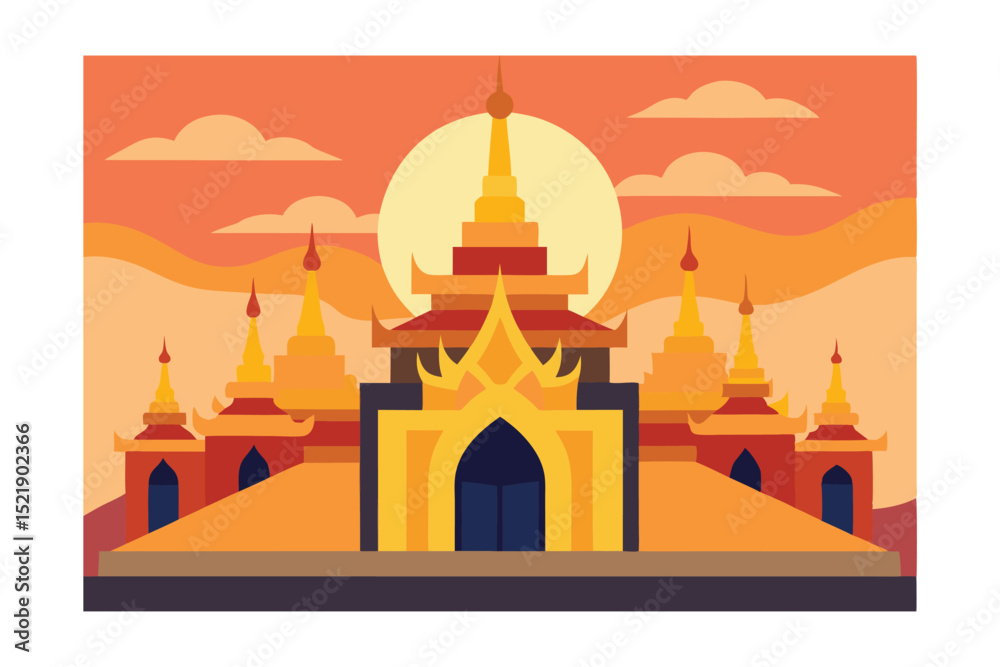 Naklejka premium vector illustration of a temple in thailand