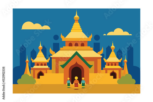 thai temple with golden spires