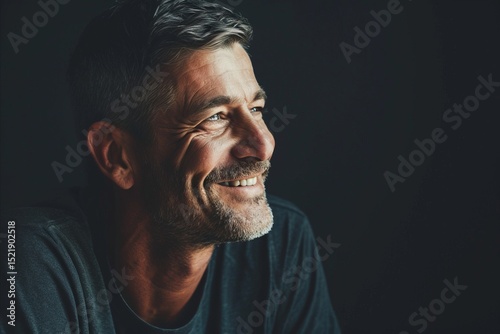 Portrait of a happy senior man looking at camera over dark background