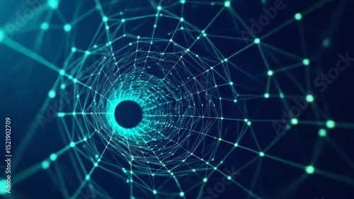 Futuristic Digital Tunnel: A journey through cyberspace with glowing dots and lines