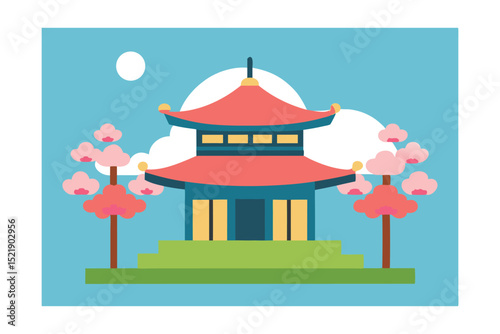 vector illustration of a japanese temple