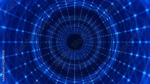 Abstract blue digital network tunnel background for technology and futuristic concepts