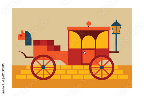 horse drawn carriage in cobbled