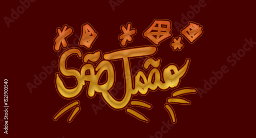 Wallpaper Mural São joão festive celebration with golden lettering and decorative sparkles Torontodigital.ca