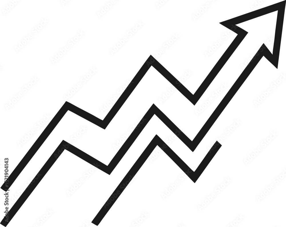 continuous line illustration of zigzag rising continuous line illustration of zigzag rising