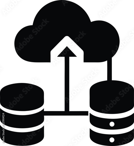 cloud upload and database merge icon