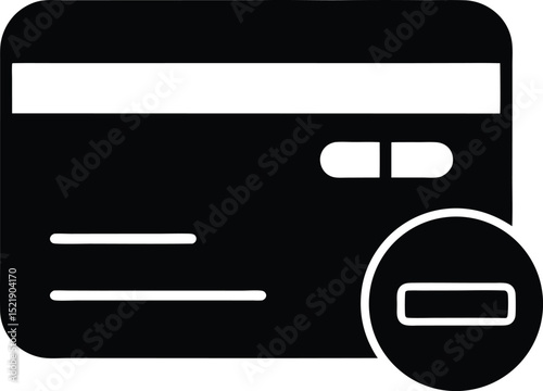 credit card with minus sign debt payment icon