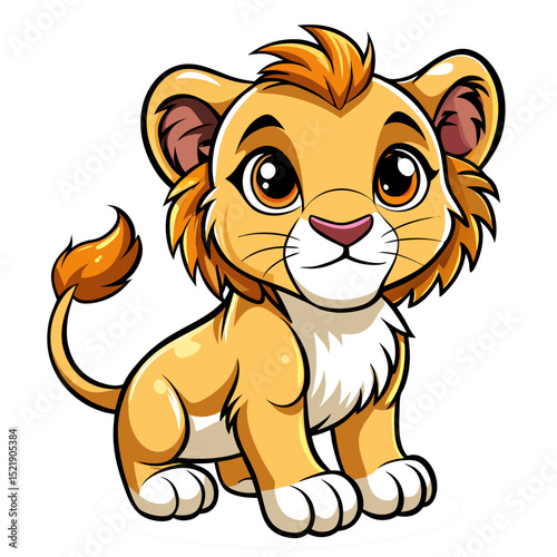 Cute Baby Lion Vector – Jungle Animal Illustration for Kids