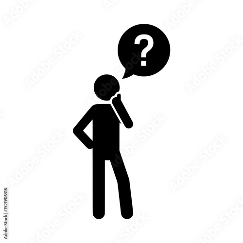 Solid Black Icon of Person Thinking