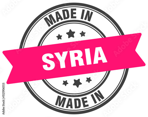 Made in Syria round sign. Made in Syria stamp.