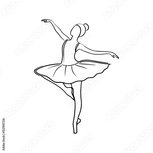 Elegant ballerina one-line drawing graceful pose