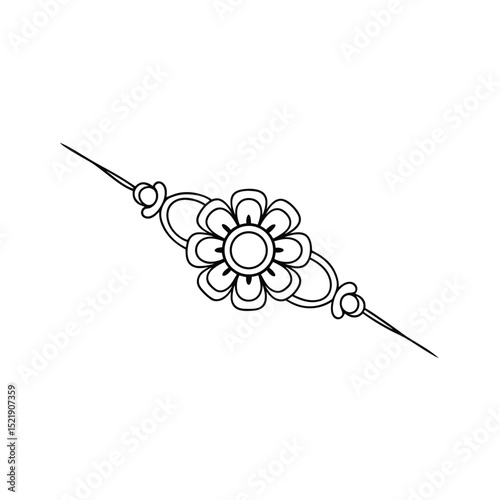 Raksha bandhan floral bracelet one-line drawing illustration