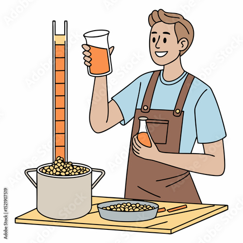 Man Brews Homemade Beer Brewing Process