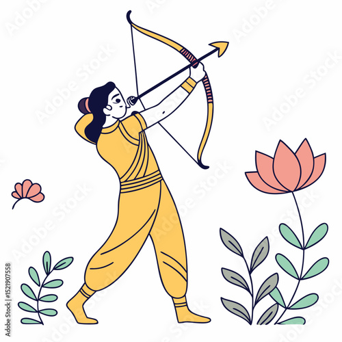 Archery Rama Ancient Warrior With Bow & Arrow