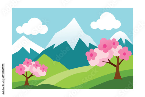 spring landscape with flowers
