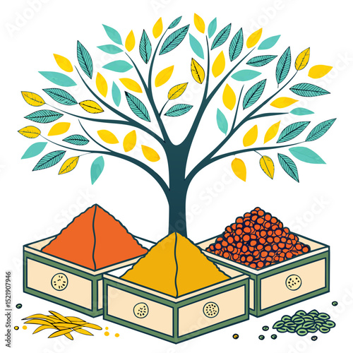 Herbal Spices Vibrant Tree Of Life Culinary Ingredients