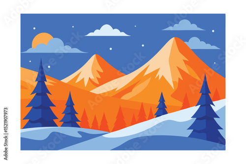 winter landscape with mountains