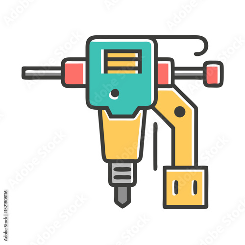 Colorful Jackhammer Icon Design perfect for Construction Branding Projects needing a modern and scalable graphic element for logos or web applications.