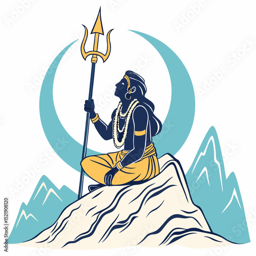 Lord Shiva Trident Moon Mountain