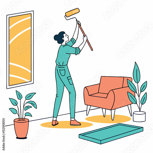 Home Renovation Woman Painting