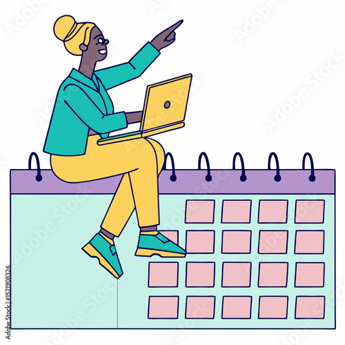Calendar Planning Woman With Laptop