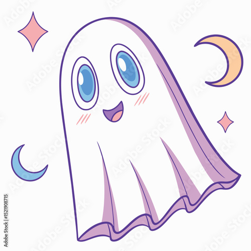 Kawaii Ghost Illustration For Halloween