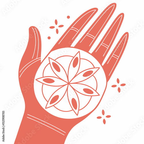 Hand Holding Flower Power Boho Spiritual Energy Art