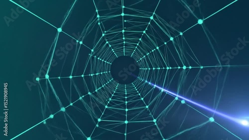 Abstract technology network tunnel with glowing lines and light rays for futuristic designs