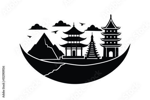 vector illustration of a asian landmarks