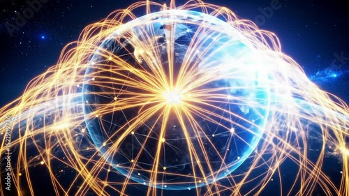 Global connectivity network animation for background or technological presentation