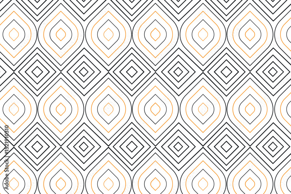 Design de Repetição Geométrico com Formas de Escudo e Diamante – Estilo Minimalista Tribal