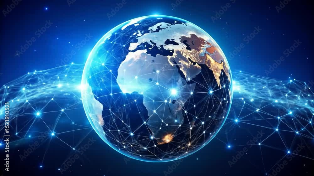 Digital Earth Globe with Network Connections, Global Data Transfer and Communications Digital Earth Globe with Network Connections, Global Data Transfer and Communications