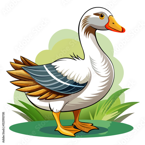 Cute Goose Vector – Farm Bird Illustration for Kids, Crafts, and Rustic Decor